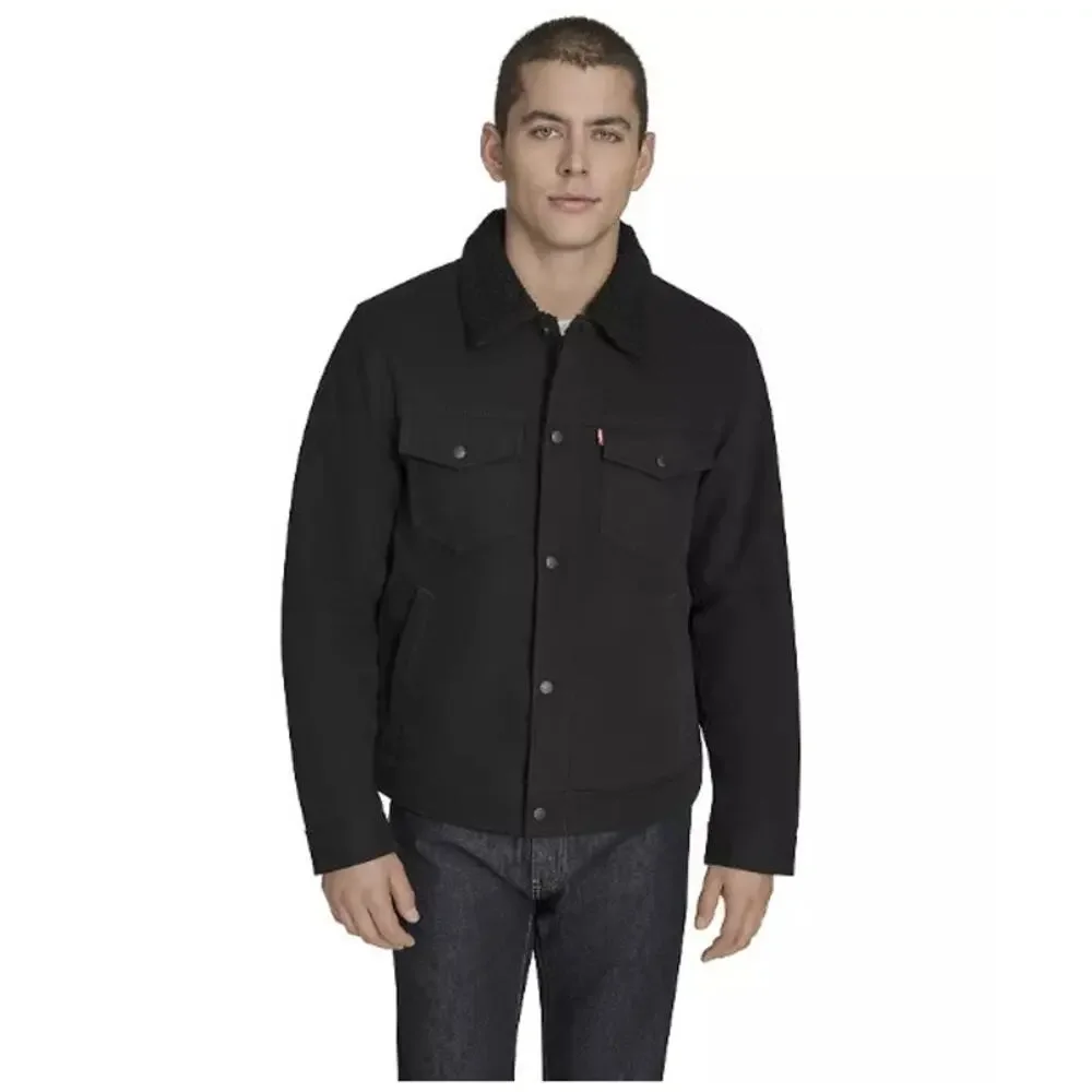 Men's‎ Levi's Black Sherpa Lined Trucker Jacket Size XL Black